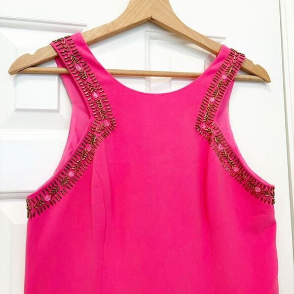 Lilly Pulitzer Largo Hot Pink Beaded Shift Dress Size 4 - Picture 3 of 6